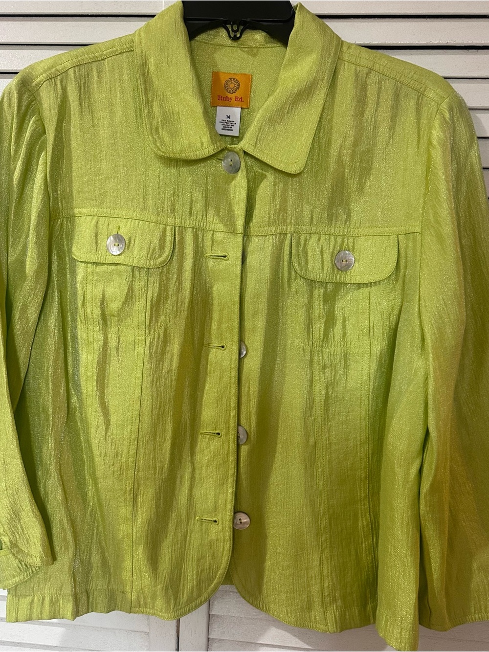 Ruby Rd. Lime Green Shimmery Women's Jacket